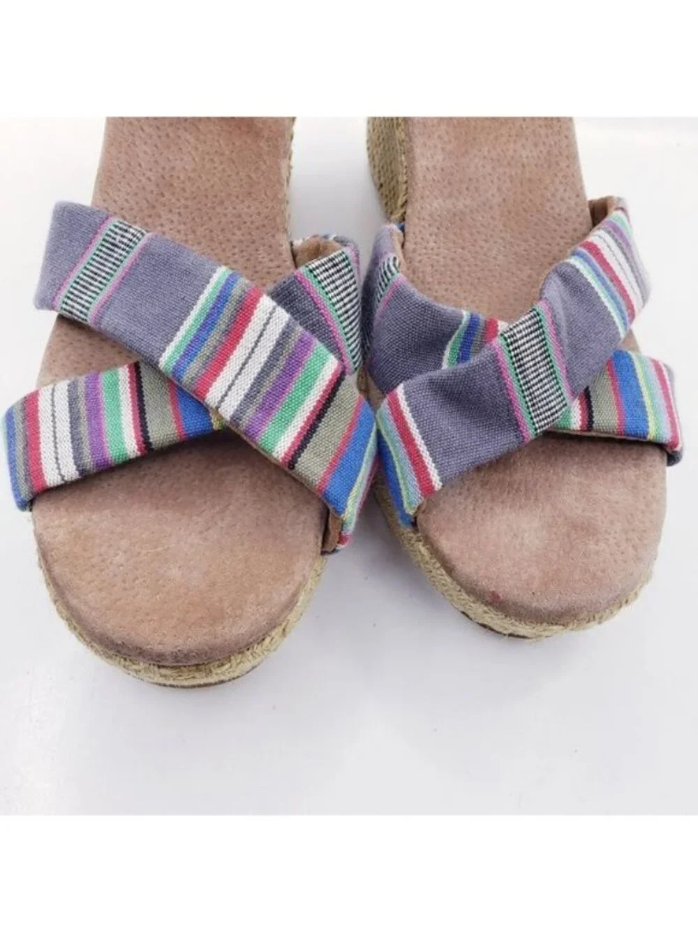 Toms Sienna Serape Wedge Heel Platform Ankle Strap Sandals Women's Size 9